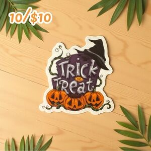 Halloween Sticker – Trick or Treat Pumpkins & Witch Hat – Matte Finish - 2 1/4”
